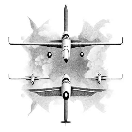 A Surreal Landscape With A Flying Airplane