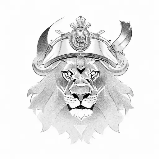 Marine Emblem With A Lion Wearing A Warrior's Helmet