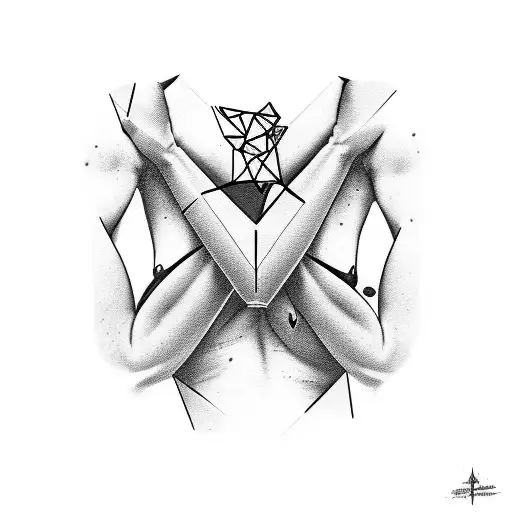 Melancholic Figure Lifting Weights With A Broken Heart Tattooed On Their Chest