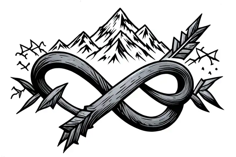 Arm Band Tattoo With An Infinity Arrow Loop As Base Also Add A Mountain On Top