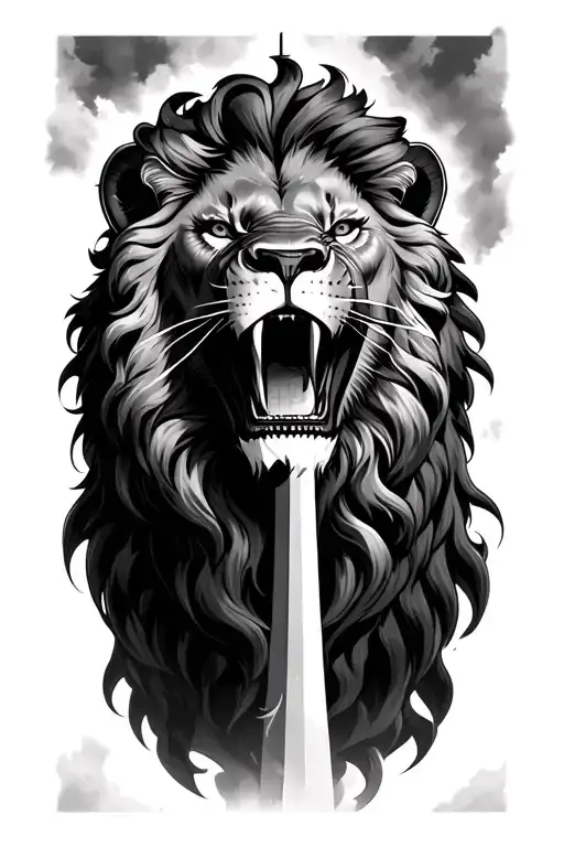 Roaring Lion With Cn Tower Toronto