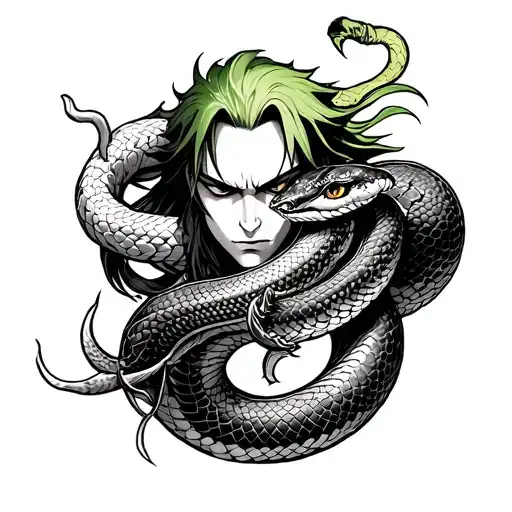 Japanese Style Zoro Mixed With Snake Around The Forearm