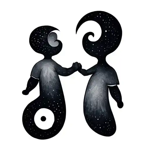 Semicolon Made Of A Father And Son Holding Hands