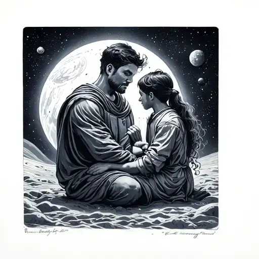 Man And Son In The Universe Coming