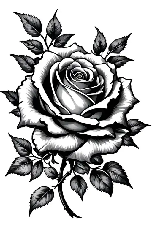 Rose And Flower Large Black