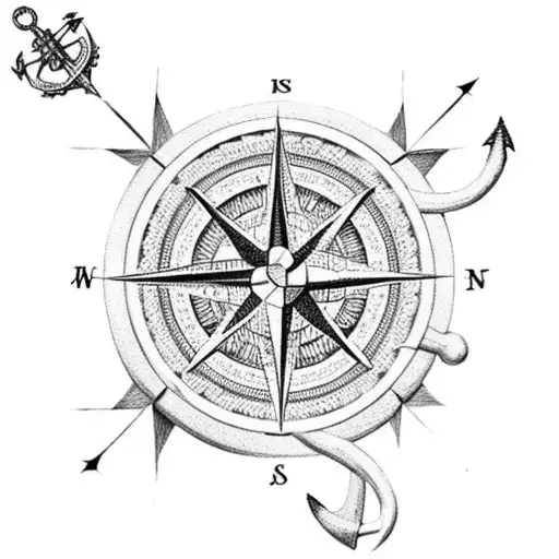 A Compass And Anchor Intertwined With Intricate Details