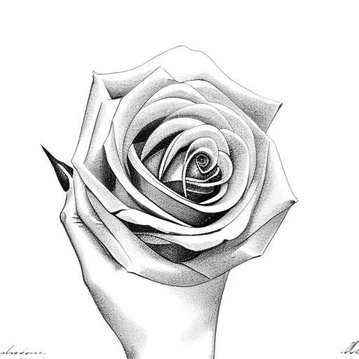Feminine Hand Holding A Rose