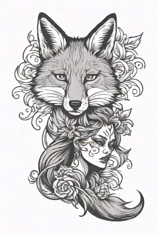Fox And Woman Head