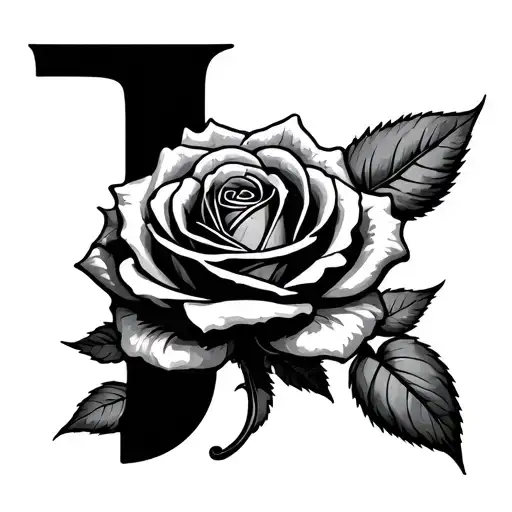 Letter J With A Rose