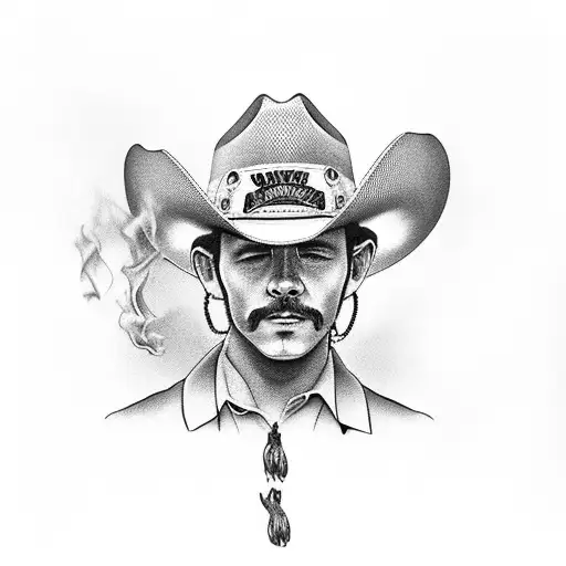 Jack Daniels With Marlbro Cigarette With Cowboy Hat