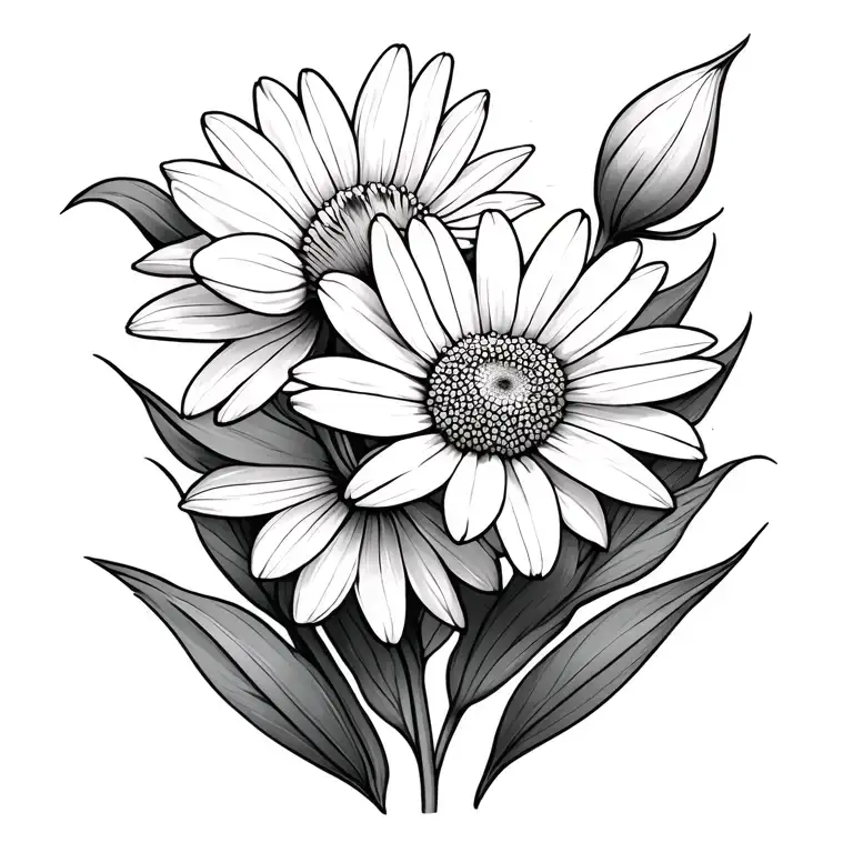 Create A Fine Line Tattoo Of A Daisy And A Narcissus