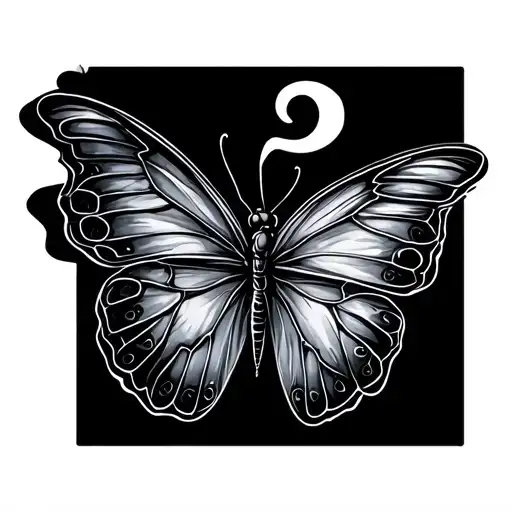 Semicolon Butterfly With Wire Wings Flying On Side Angle