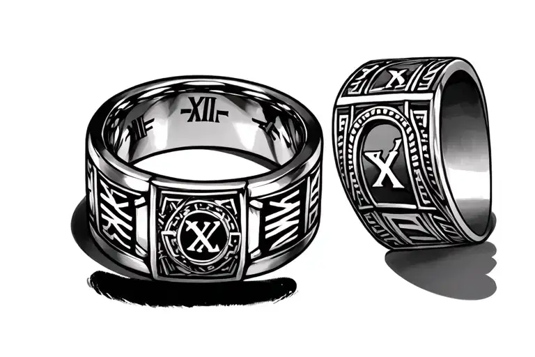 2 Rings Around My Arm With Roman Numerals On The Front Of The Rings