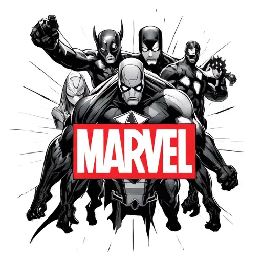Marvel Logo With Characters Incorporated