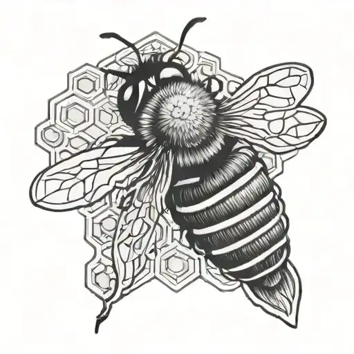 Dainty Bee Tattoos Honeycomb Pattern