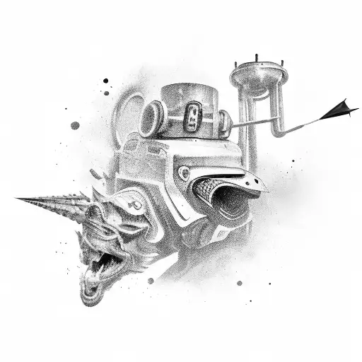 A Bold Black And Grey Trombone Surrounded By Abstract Cerebral Palsy Symbols