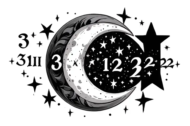 Roman Numerals 3 12 22 With A Cresent Moon And Stars