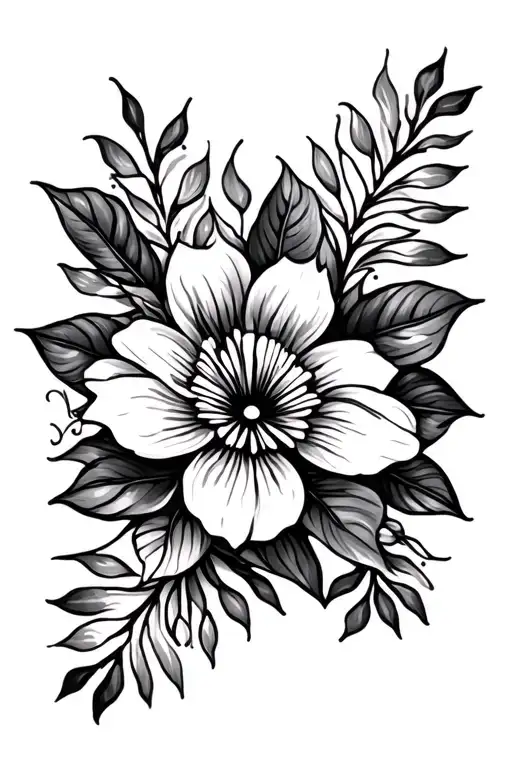 Henna Flower With Black Female Tropical Island