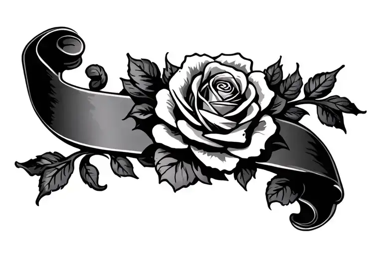 Horizontal Scroll With Roses Intertwined Not Covering Scroll