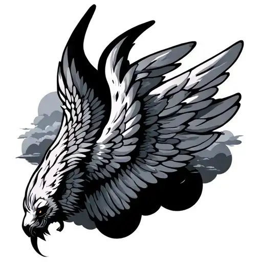 Angle Wing With Cloud Background