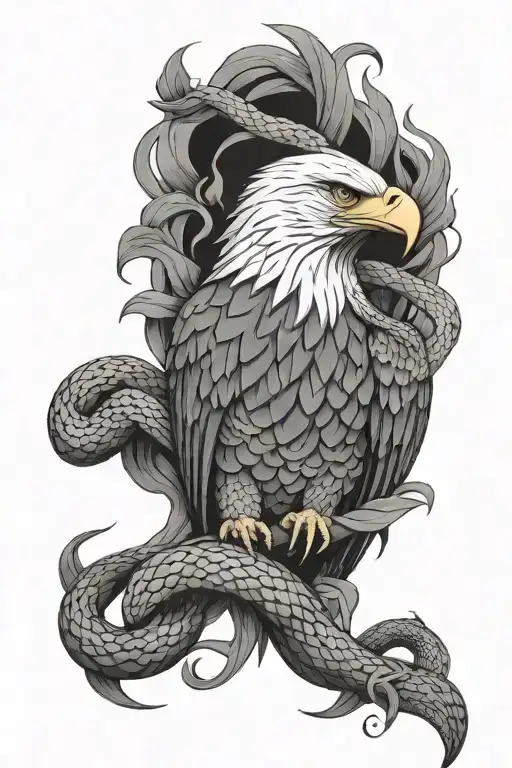 Eagle And Snake Intertwined