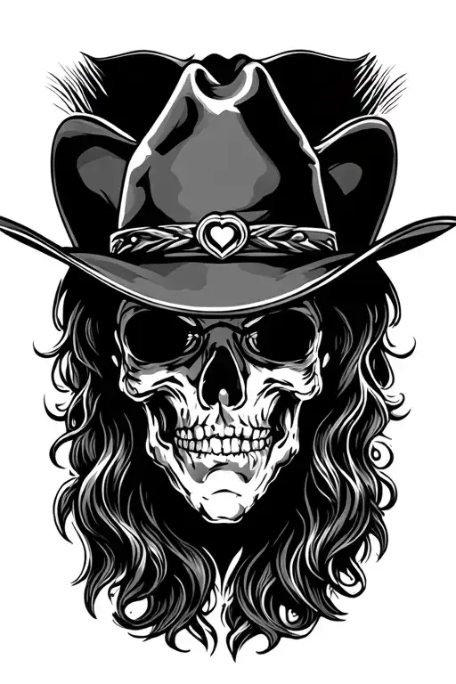 Cowboy Hat With Heart Shape Outline