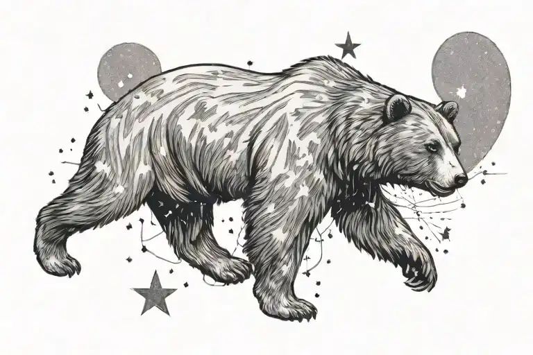 Bear From The California Flag With Orion Constellation