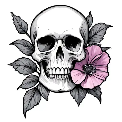 Skull And Sweetpea Flower