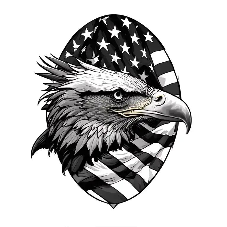 American Flag Intertwined Bald Eagle