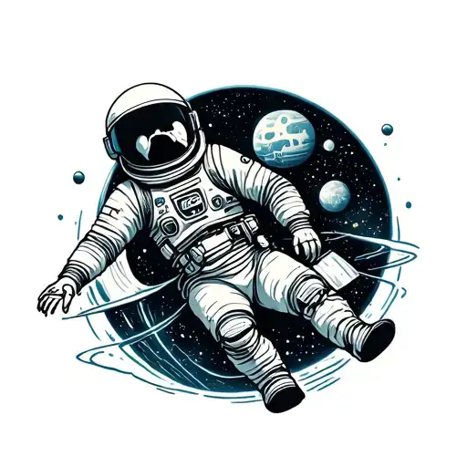 Astronaut Floating In Space With Death Star