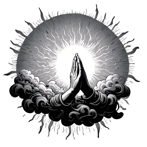 Praying Hands Cloud And Sun
