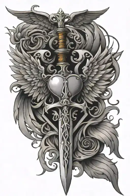 Sword Piercing Heart With Wings Biblical