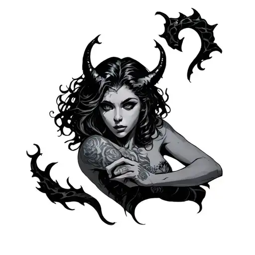 Demon Girl Twisting An S With Her Fingers