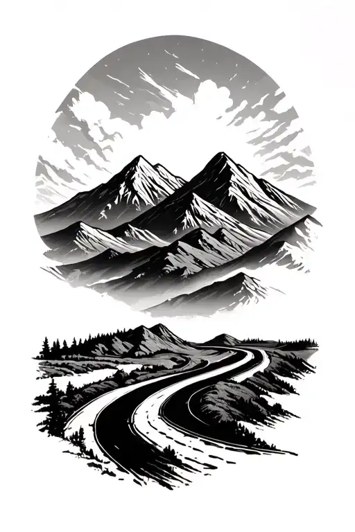 Abandonded Race Track Winding Through A Mountain Range