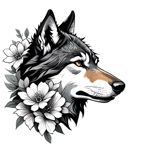 Wolf Head Flowers Wrapped