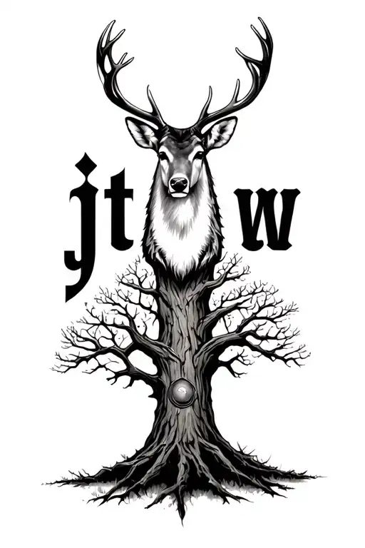 Tree With Gun Deer Head The Letters Jt Apart Of The Tree The Letters Otw Across The Top