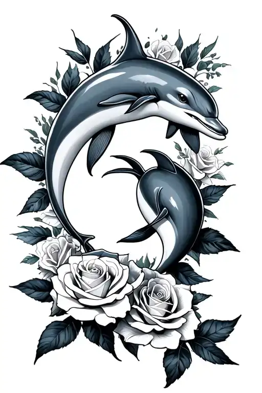Dolphin Roses Surrounding