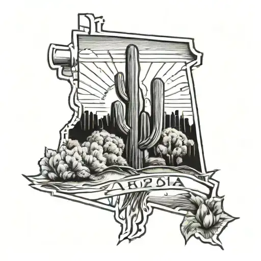 Arizona Outline With Pitchfork