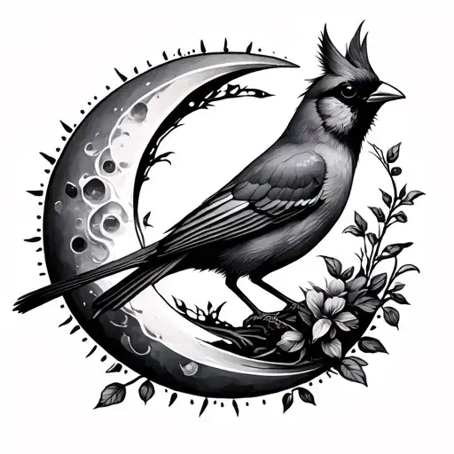 Hourglass Filled Sun Moon Cardinal Bird