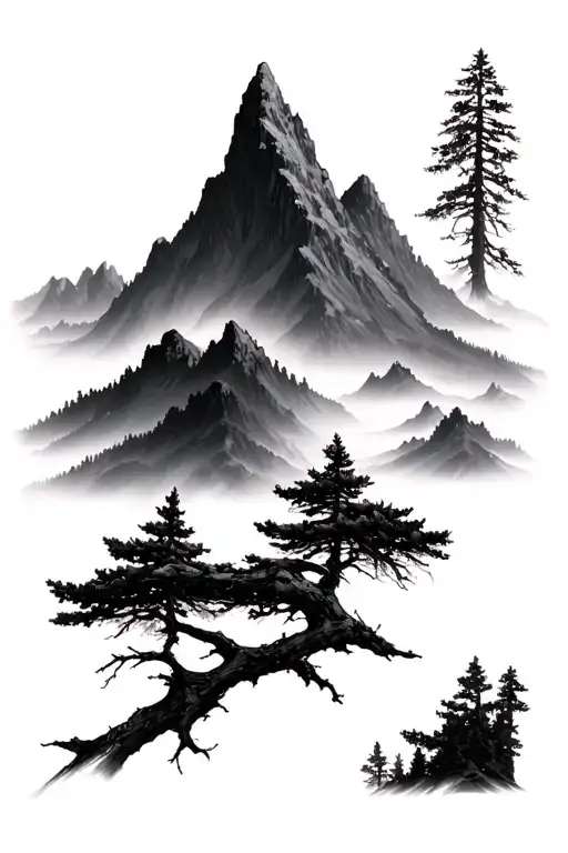 Tree Branches And One Mountain