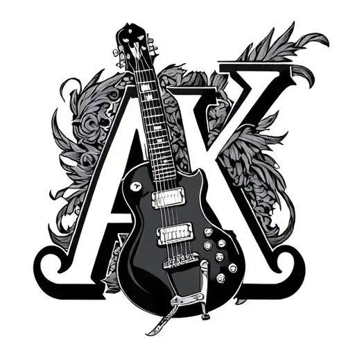 The Letters Ak With Dire Straits Guitar Intertwined