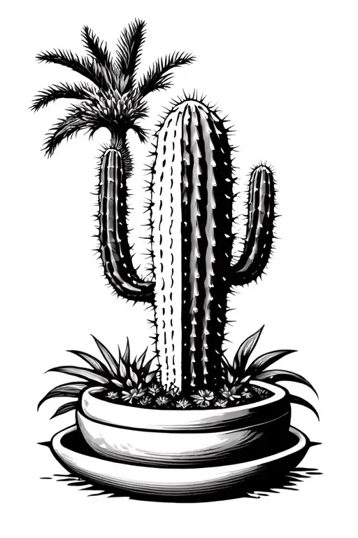 Half Cactus And Half Palm Tee