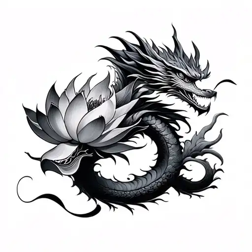 Lotus Brushstroke Dragon