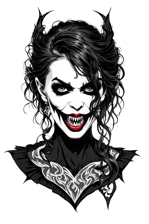 Gothic Female Vampire With Fangs