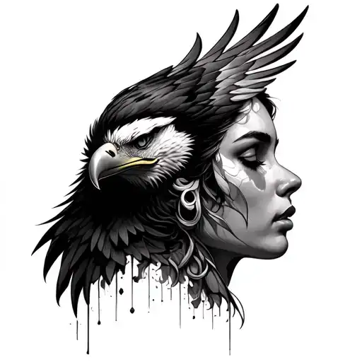 Eagle Over A Woman's Face