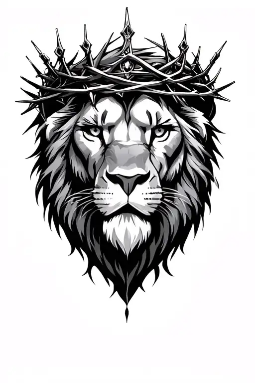 Gothic Lion Wearing A Crown Of Thorns