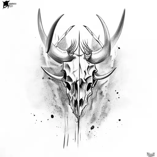 Bull Skull With Marlin