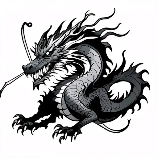 Hanzo Dragon With Bow Hunting Scene