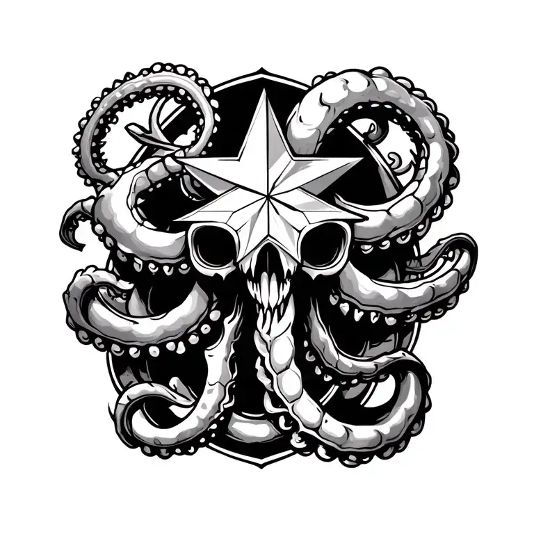 Kracken And Nautical Star Wrist