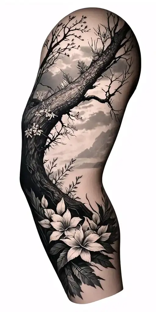 Nature Themed Full Leg Sleeve